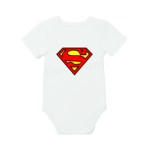 Iconic red superman shield babygrow for infants