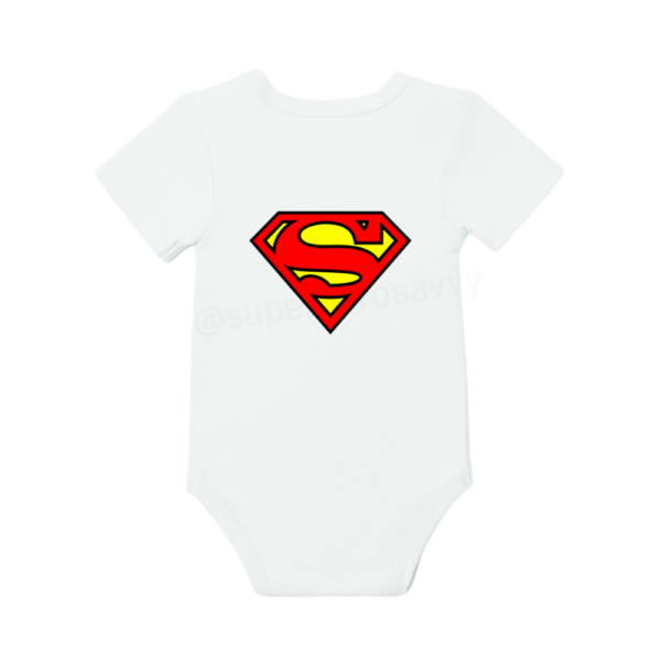 Iconic red superman shield babygrow for infants